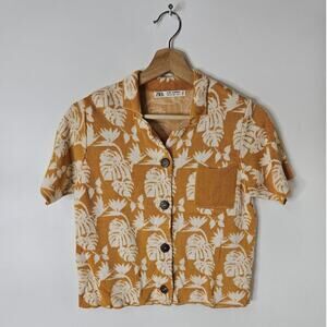 ZARA Girls, Pineapple Yellow Knit Cardigan Vest V-Neck, Size 9-10